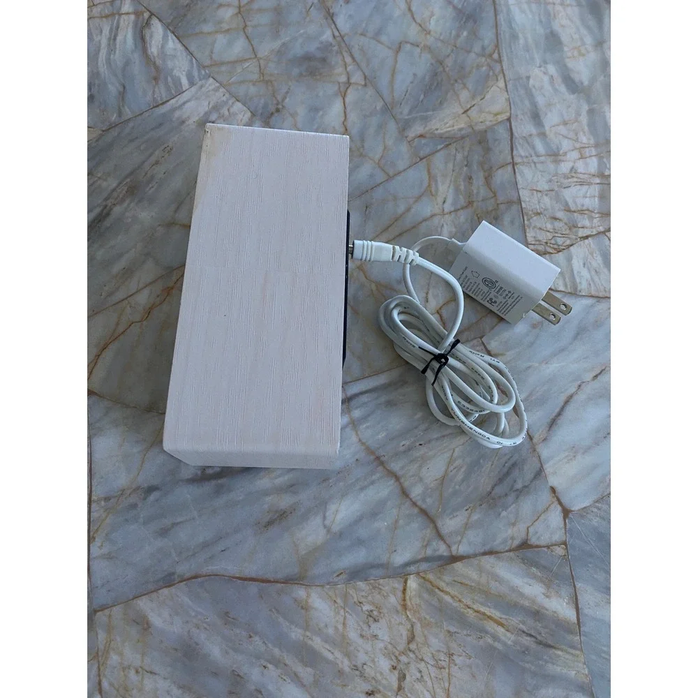 Nicetwo‎ W1299 Digital Alarm Clock White Wood Grain Minimalist Modern Bedside